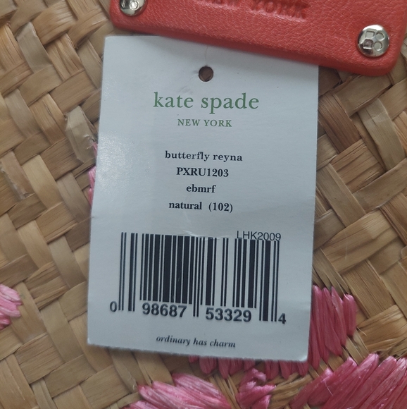 Kate Spade RARE NWT 57/100 made. Pink Butterflies Woven Straw Tote. - Picture 10 of 10